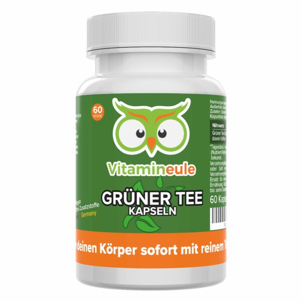Grüner Tee Kapseln - hochdosiert - Qualität aus Deutschland - ohne Zusätze - Mach dich wach!®