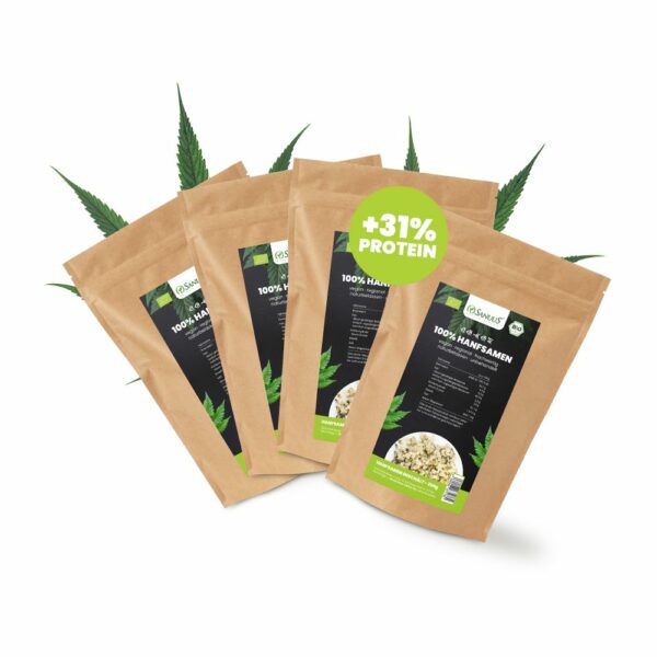 Sanuus® Bio Hanfsamen 4x250g geschält mit 30% Protein regional aus Bayern