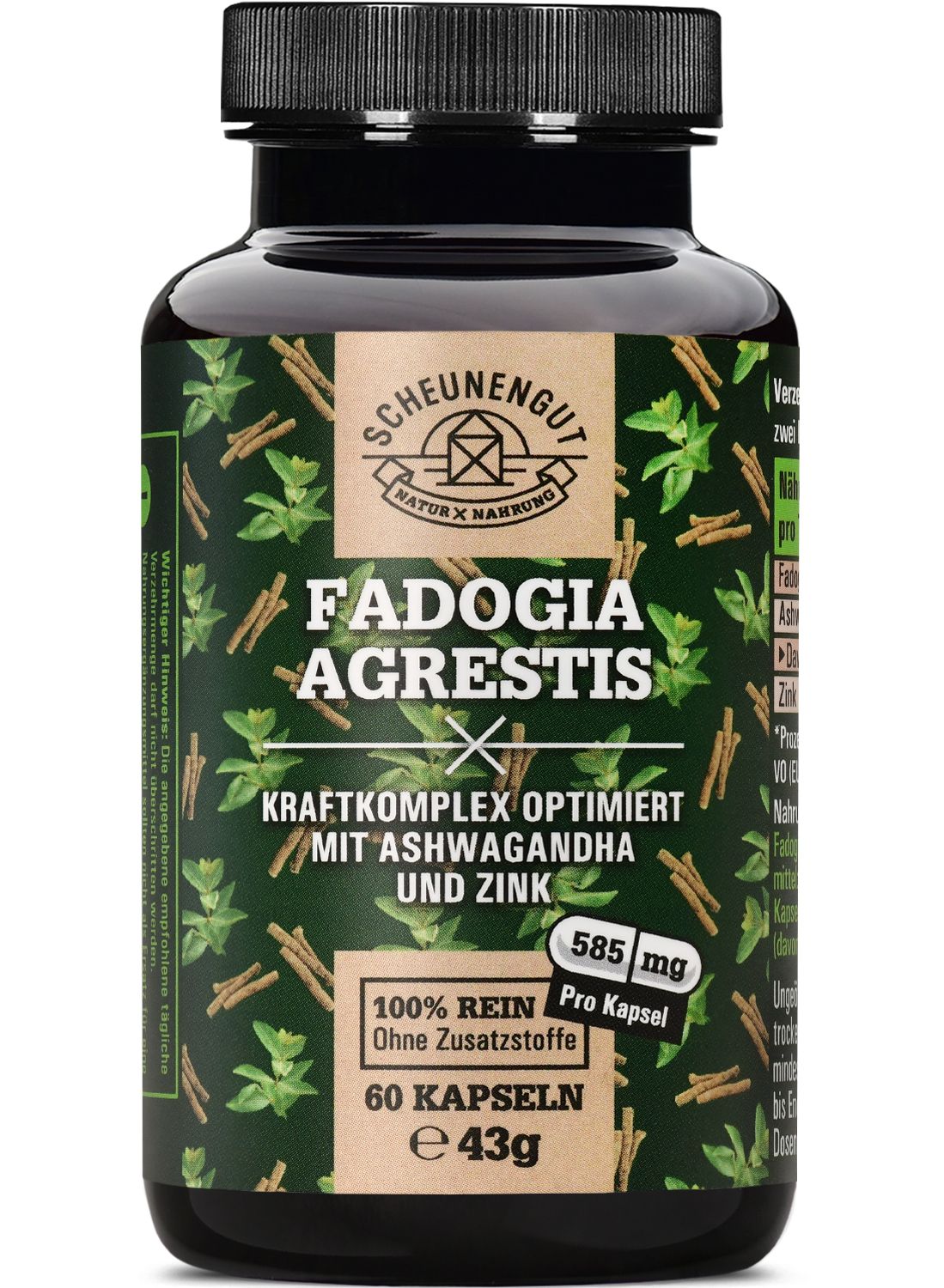 Scheunengut® Fadogia Agrestis -Kraftkomplex mit Ashwagandha und Zink- Hochdosiert & 100% vegan