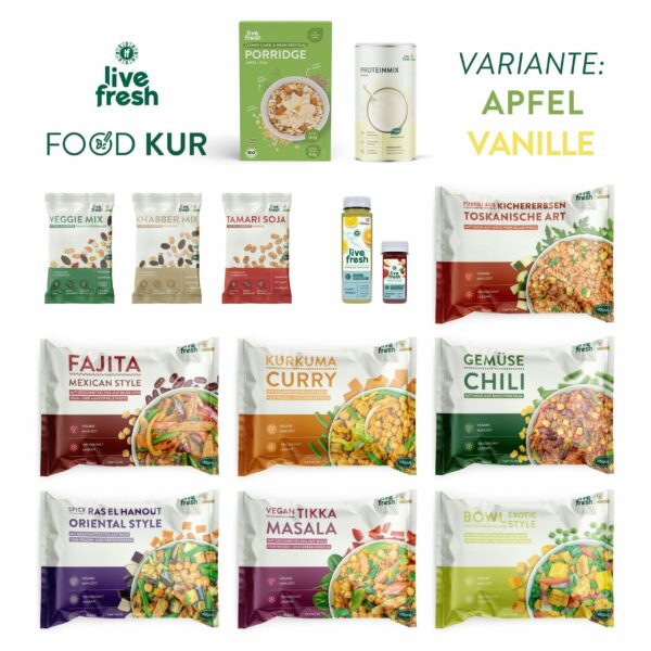 LiveFresh Vegane Foodkur 21 Tage - Apfel/Vanille (inkl. 5
