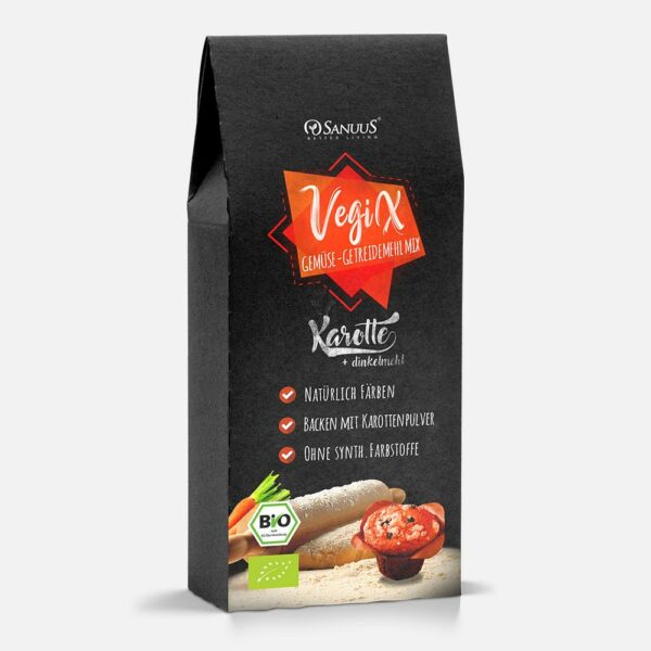 Sanuus® VegiX Bio Dinkelmehl 630 mit natürlichem Karottenpulver