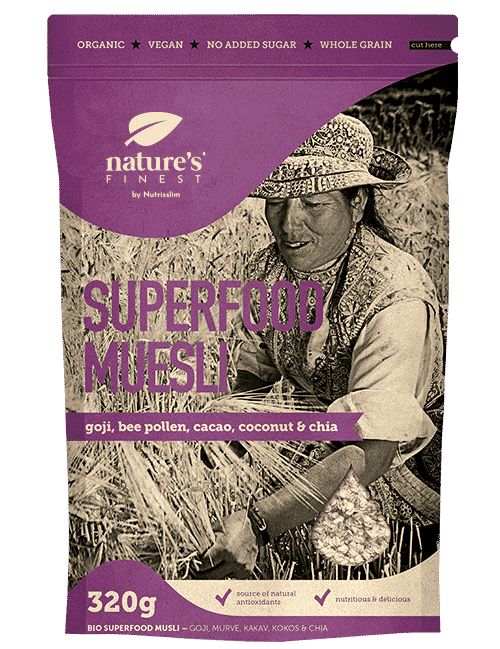 Nature's Finest Bio Superfood Muesli - Knuspriges und leckeres Fruchtmüsli mit Superfoods