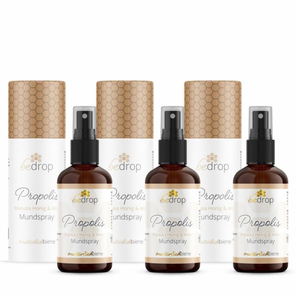 bedrop Vorteilsset: 3x Propolis Halsspray / Mundspray mit Manuka Honig & Anis im 3er Set