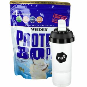 Weider Protein 80 Plus Kokosnuss + nu3 SmartShaker