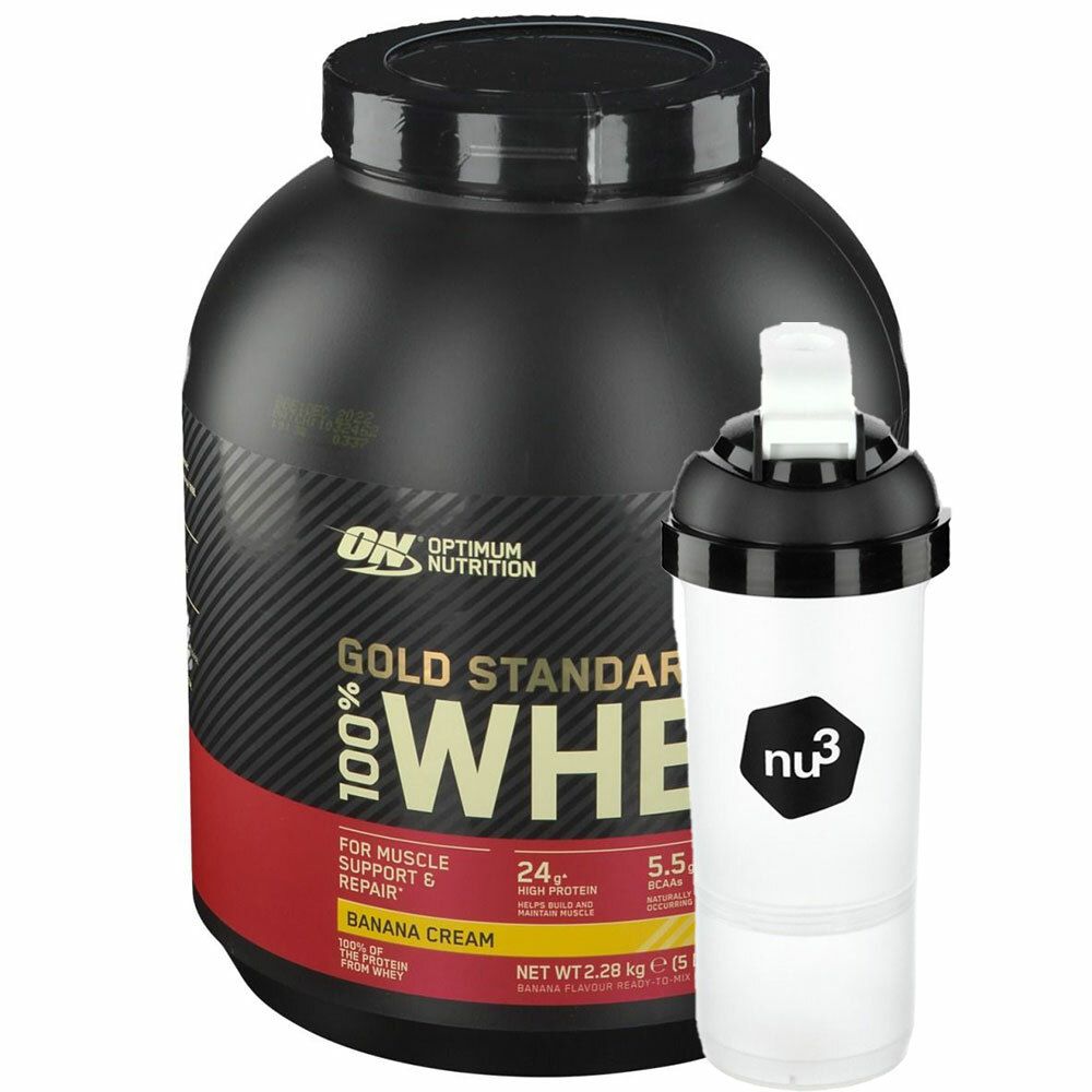 Optimum Nutrition 100 % Whey Gold Standard Banane + nu3 SmartShaker