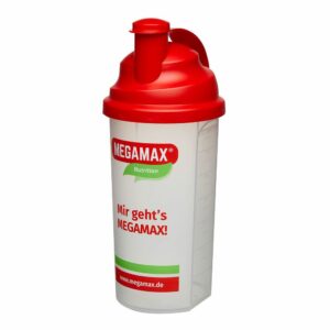 Megamax® Nutrition Mixbecher mit Siebeinsatz rot