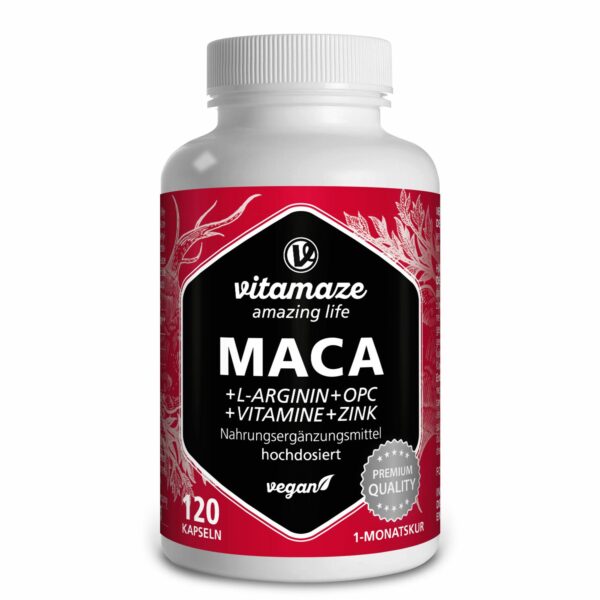 Maca 10:1 Hochdosiert + L-Arginin + OPC + Vitamin vegan