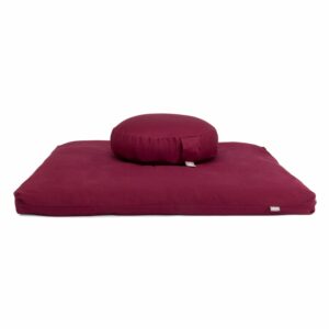 Medi-Set Eco: Meditationskissen Rondo Flach ECO Dinkel & Meditationsmatte Zabuton ECO Aubergine