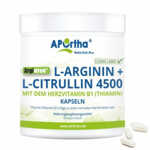 APOrtha® Argiviron® L-Arginin + L-Citrullin 4500 + Vitamin B1 - vegane Kapseln